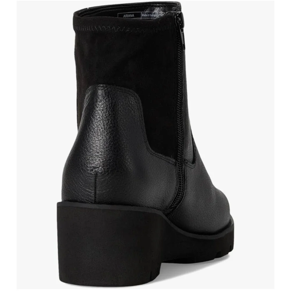 Vionic Ariana Womens Black Leather Wedge Ankle Boots Zip Short J5419L3002 Size 9